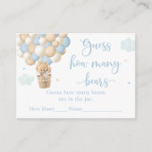 Boy Blue Teddy Bear Baby shower raad hoeveel Informatiekaartje (Voorkant)