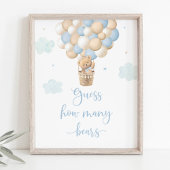 Boy Blue Teddy Bear Baby shower raad hoeveel Poster
