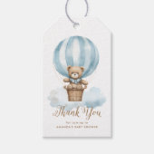 Boy Blue Teddy Bear Moon Baby Shower Favor Cadeaulabel (Voorkant)