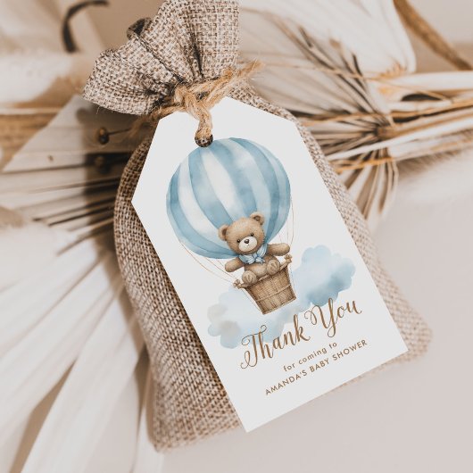 Boy Blue Teddy Bear Moon Baby Shower Favor Cadeaulabel
