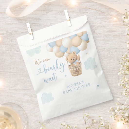 Boy Blue Teddybeer Hete Luchtballon Baby shower Bedankzakje (Geknipt)