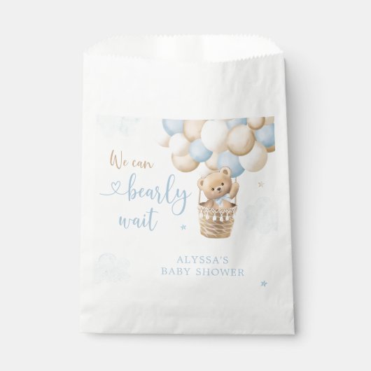 Boy Blue Teddybeer Hete Luchtballon Baby shower Bedankzakje (Voorkant)
