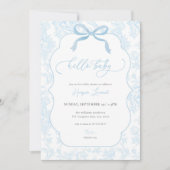 Boy Blue Toile De Jouy Baby shower Uitnodiging (Voorkant)