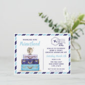 Boy Blue Travel Baby shower Invitation Kaart (Staand voorkant)