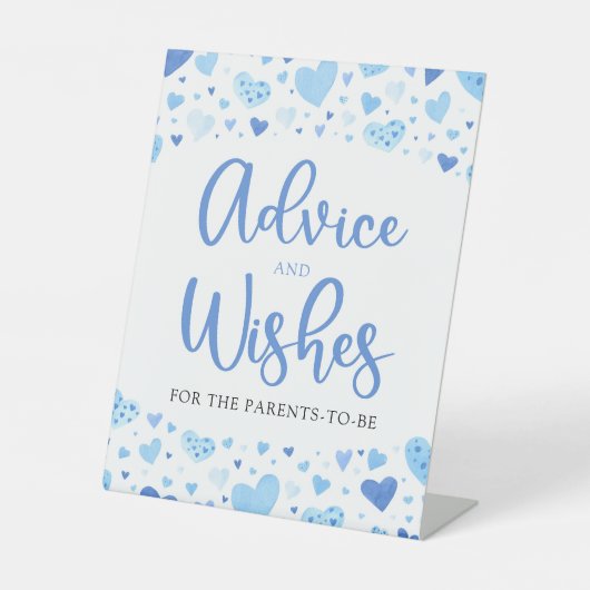 Boy Blue Valentijn Baby shower Advies en Wensen Reclamebord Met Voetstuk (Voorkant)