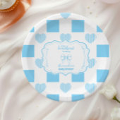 Boy Blue Valentijnsdag Hearts Baby shower Papieren Bordje