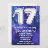 Boy Blue White 17th Birthday Kaart (Voorkant)