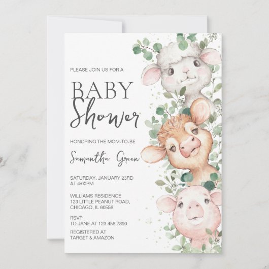 Boy Boerderij Baby shower Kaart (Voorkant)