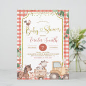 Boy Boerderij Baby shower Uitnodiging (Staand voorkant)