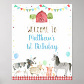 Boy Boerderij Barnyard Birthday Welkom Poster (Voorkant)