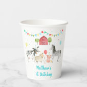 Boy Boerderij Barnyard Verjaardag Papieren Bekers (Achterkant)