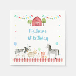 Boy Boerderij Barnyard Verjaardag Servet