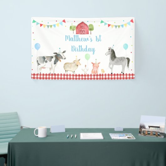 Boy Boerderij Barnyard Verjaardag Spandoek (Beurs)