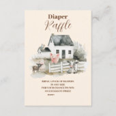Boy Boerderij Dieren Baby shower Raffle Diapper Informatiekaartje (Voorkant)