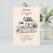 Boy Boerderij Dieren Baby shower Raffle Diapper Informatiekaartje (Staand voorkant)