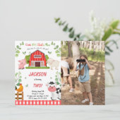 Boy Boerderij Verjaardagsfeestfoto Kaart (Staand voorkant)