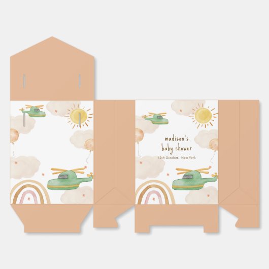 Boy Boho Adventure Helicopter Airplane Baby Shower Bedankdoosjes (Ongevouwen)