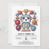 Boy Boho Antiek Robot Verjaardag Kaart (Voorkant)