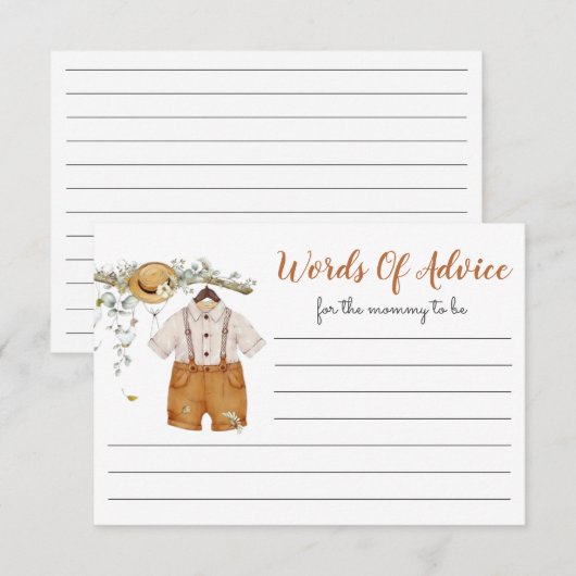 Boy Boho Football Woorden van advies Baby shower Informatiekaartje (Voorkant / Achterkant)