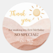 Boy Boho Little Sunshine Verjaardag Sticker Labels (Voorkant)