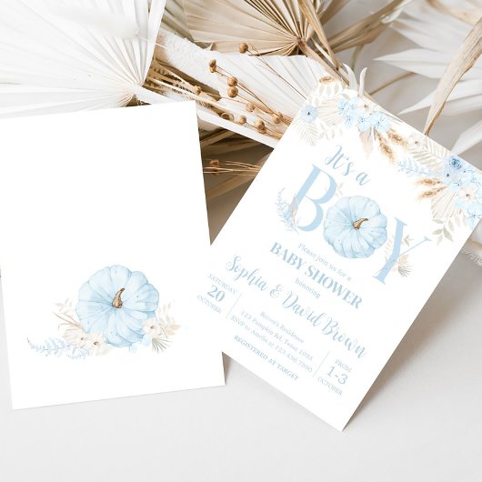 Boy Boho Pumpkin Baby Shower Kaart