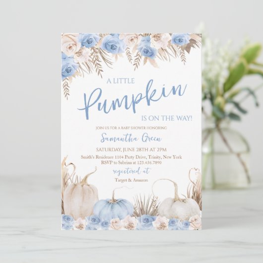 Boy Boho Pumpkin-Baby shower Kaart (Staand voorkant)