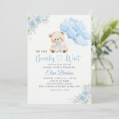 Boy Boho Teddy Bear We Can Bearly Wait Baby Shower Kaart (Staand voorkant)