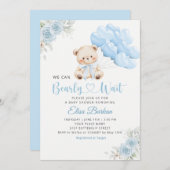 Boy Boho Teddy Bear We Can Bearly Wait Baby Shower Kaart (Voorkant / Achterkant)