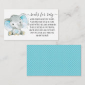 Boy Book Request for Baby shower Cute Elephant Informatiekaartje (Voorkant / Achterkant)