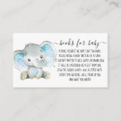 Boy Book Request for Baby shower Cute Elephant Informatiekaartje (Voorkant)