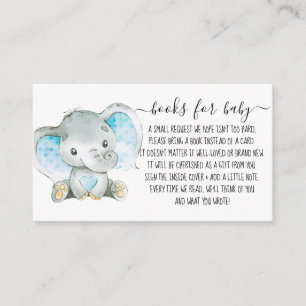 Boy Book Request for Baby shower Cute Elephant Informatiekaartje