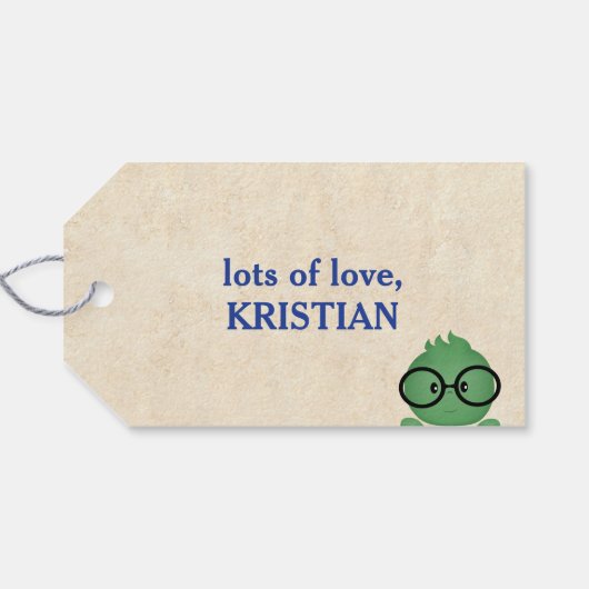 Boy Bookworm Thmed Birthday Cadeaulabel (Achterkant Horizontaal)