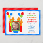Boy Bounce House Foto van Birthday Uitnodiging (Voorkant / Achterkant)