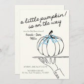 Boy Bow Herfst Baby shower Pompoenen hand getekend Save The Date (Voorkant / Achterkant)