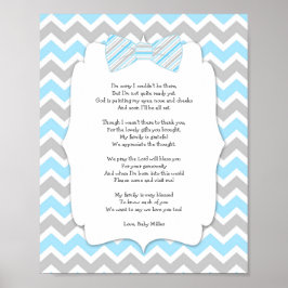 BOY Bow Stropdas Baby shower Dank u Poster