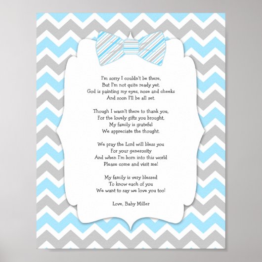 BOY Bow Stropdas Baby shower Dank u Poster (Voorkant)