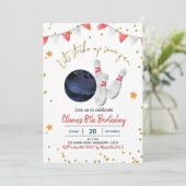 Boy Bowling Birthday Uitnodiging (Staand voorkant)