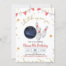 Boy Bowling Birthday Uitnodiging