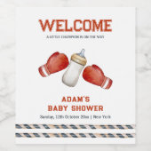 Boy Boxing Little Champion Baby Shower Welcome Wijn Etiket (Enkel label)