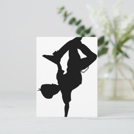 Boy Break Dancer Silhouette Postcard Briefkaart (Staand voorkant)