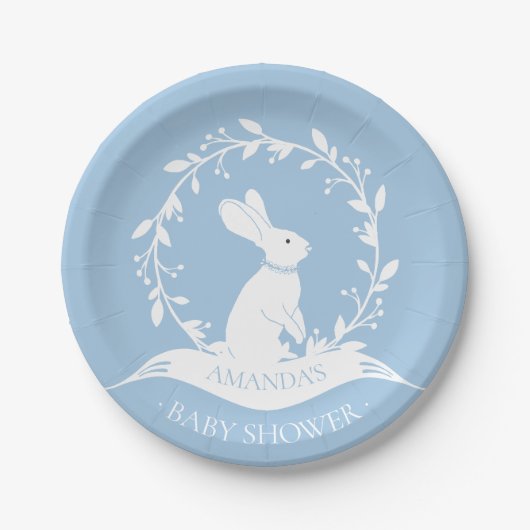 Boy Bunny Baby shower 7" Bord (Voorkant)