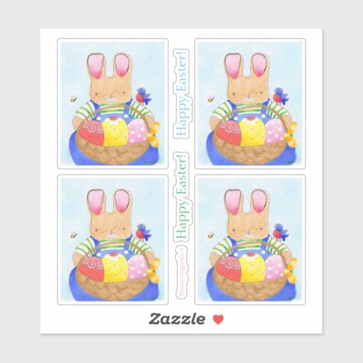 Boy Bunny met de Sticker van het mandje (Vel)