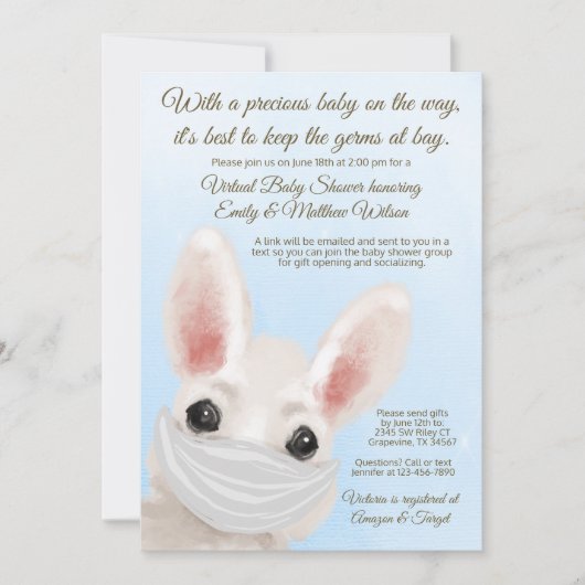 Boy Bunny Rabbit Mask Online rijden met Baby showe Kaart (Voorkant)