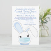 Boy Bunny Rabbit Mask Virtual Baby shower Kaart (Staand voorkant)