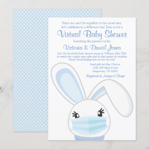Boy Bunny Rabbit Mask Virtual Baby shower Kaart