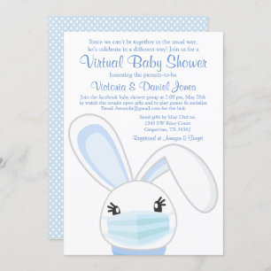 Boy Bunny Rabbit Masker Virtual Baby shower Kaart