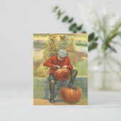 Boy Carving Jack O Lantern Pumpkin Briefkaart (Staand voorkant)