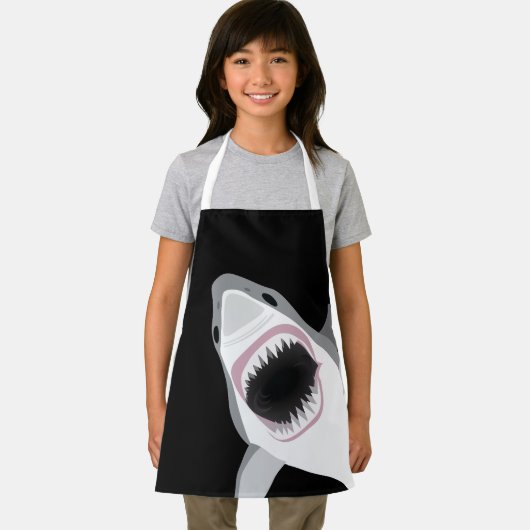 Boy chef grappig grote witte haai aanval schort (Insitu)