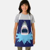 Boy chef grappig grote witte haai aanval schort (Insitu)