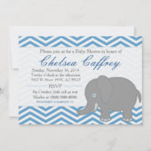 Boy Chevron Elephant Stitch Baby shower Invitation Kaart (Voorkant)